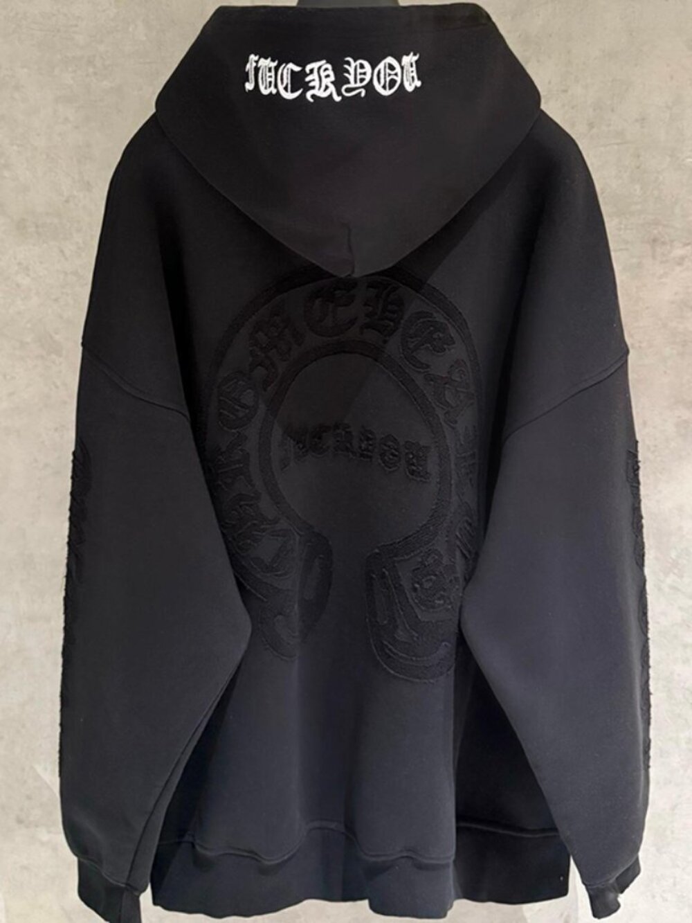 Chrome Hearts Embroidered Black Hooded Sweatshirt Size XL - Picture 2 of 9
